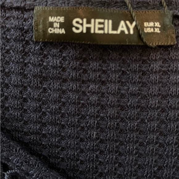 Ladys Navy Blue Sheilay Floral Waffle Knit Sweater Size XL - Picture 11 of 11